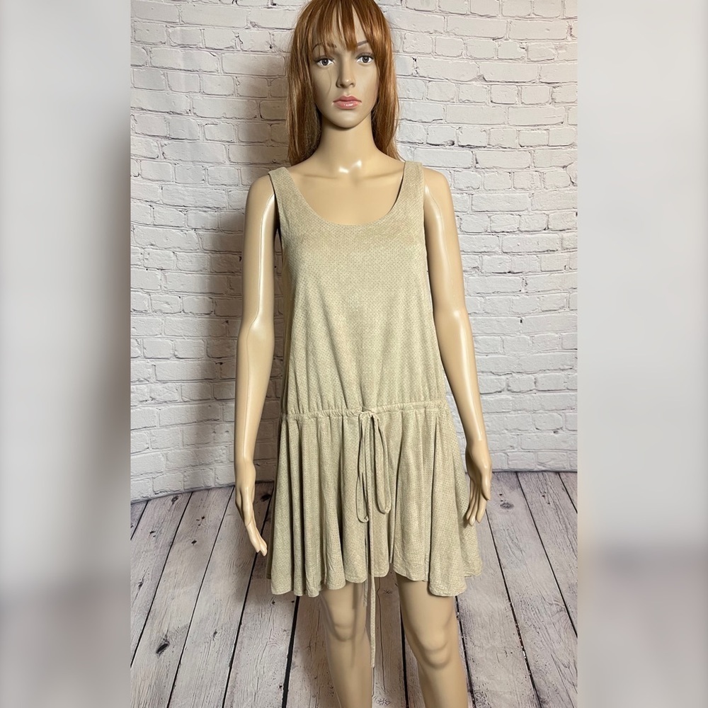 NWT New $88 Free People Beige Perforated Tunic Mini Dress Size M